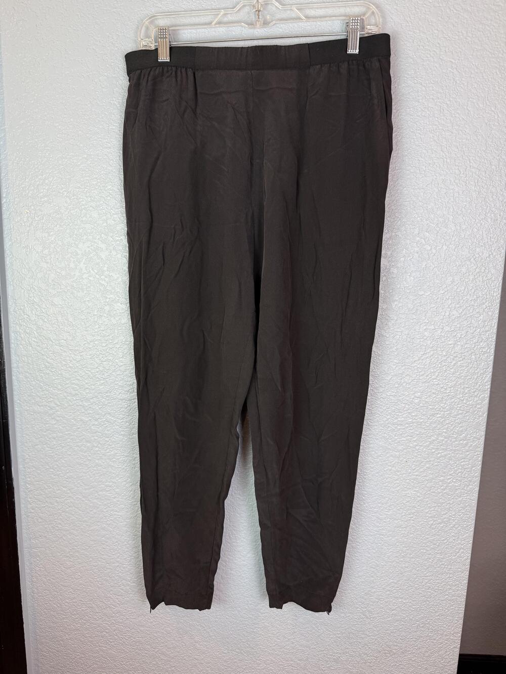 AllSaints Pants Womens US 6 Black Helena Trouser 100% Silk Zipper Ankle Slim